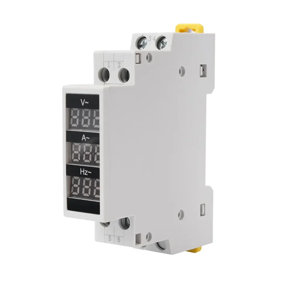 NIN Din Rail 3 in 1 AC 50-500V 0-100A 0-99HZ voltmeter Voltage Meters