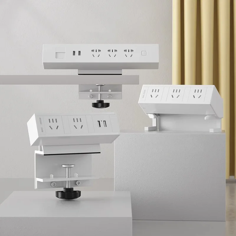 DIY Table Clamp Power Strip with USB Metal Outlet Desktop Surge Protector Standing Desk Clamp Power Station Desktop Mount Outlet