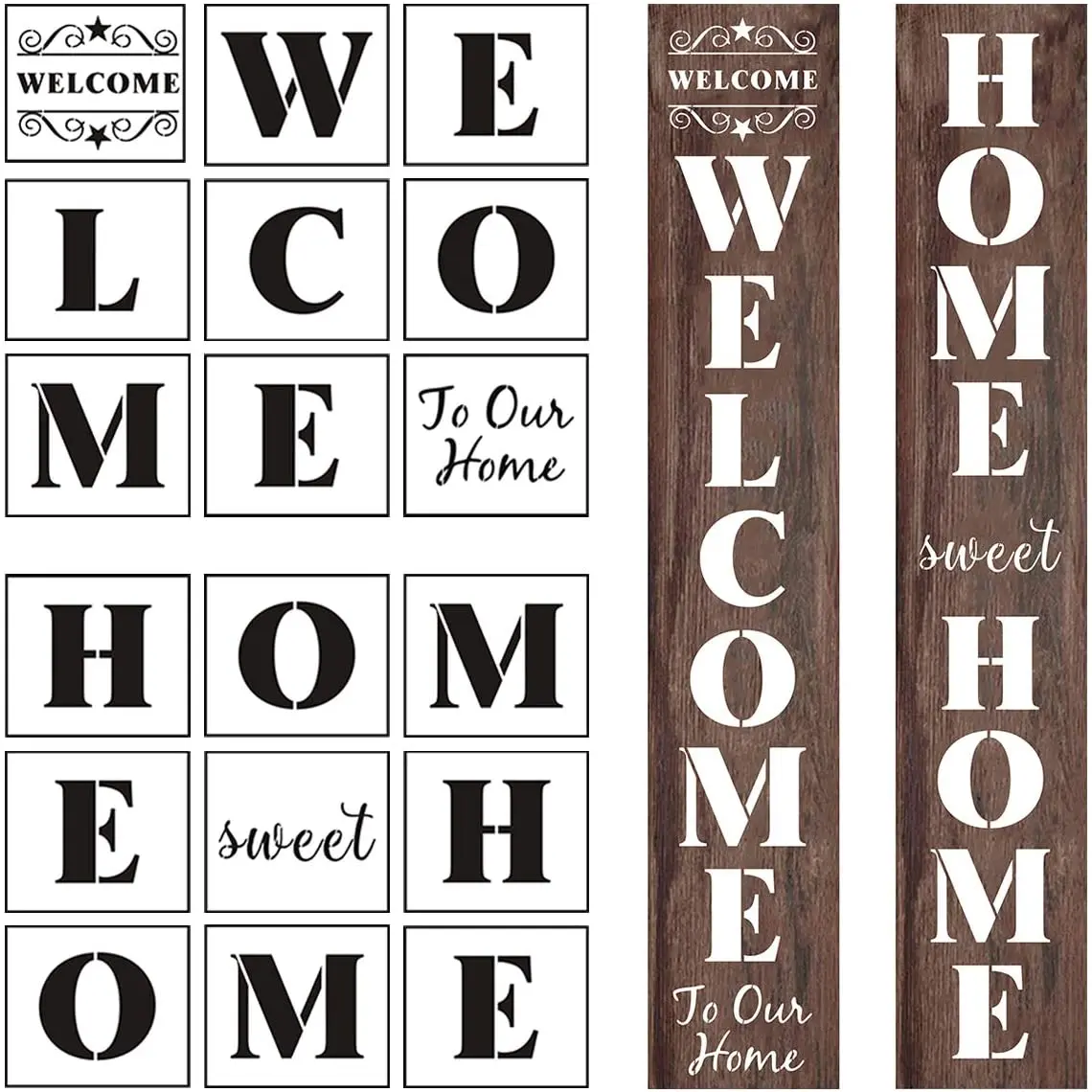 Reusable Welcome Sign Stencils for Painting Large Individual Templates 8 PCs Letters Stencils with Numbers
