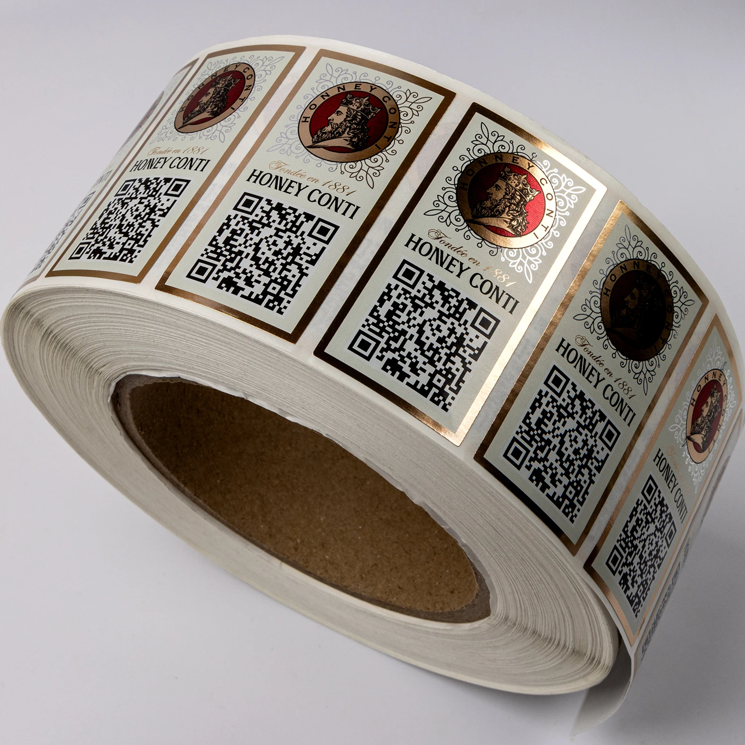 Custom Waterproof Adhesive Gold Foil Packaging Food Label Sticker Brand Logo QR Code Stickers For Products