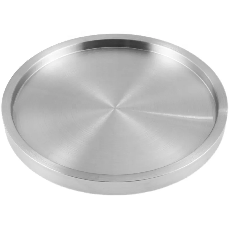 304 Stainless Steel Double Layer Round Dinner Plate Stainless Steel Barbecue Tray Metal Food Tray Western food plate