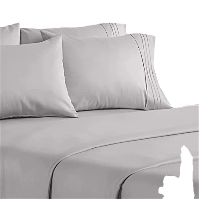 OEKO TEX Ultra Soft Wrinkle Free White Grey Egyptian 600TC Cotton Bed Sheets Bedding Sets