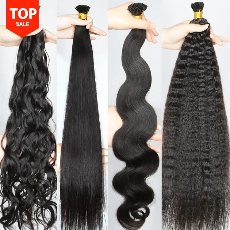 Afro kinky i tips hair extension Wholesale Cuticle Aligned Brazilian Virgin Human Hair keratin i tip curly hair extension
