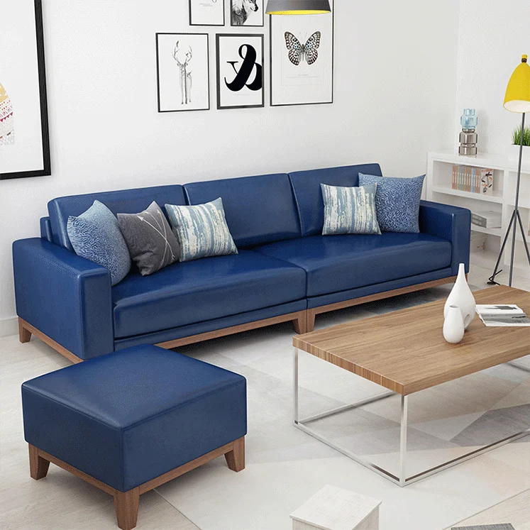 Диван для гостиной в скандинавском стиле, простой кожаный диван, трехместный диван для офиса