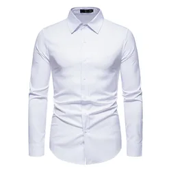 Cotton Autumn Outdoor Spot Slim-fit Ordinary Shirt Youth Pure Color Men Casual Shirt