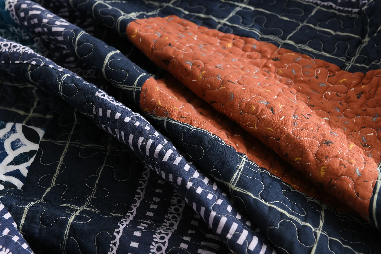 100% cotton embroidered handwork bedspread quilted bedspread set