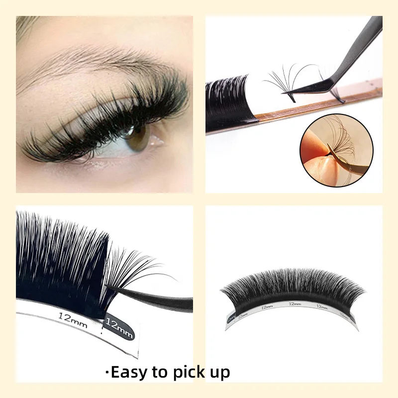 New 8-15mm 0.05 0.07 Easy Fan Eyelash Extensions double layer cashmere Easy Fanning Private Label Dark Easy Fan Lashes Wholesale