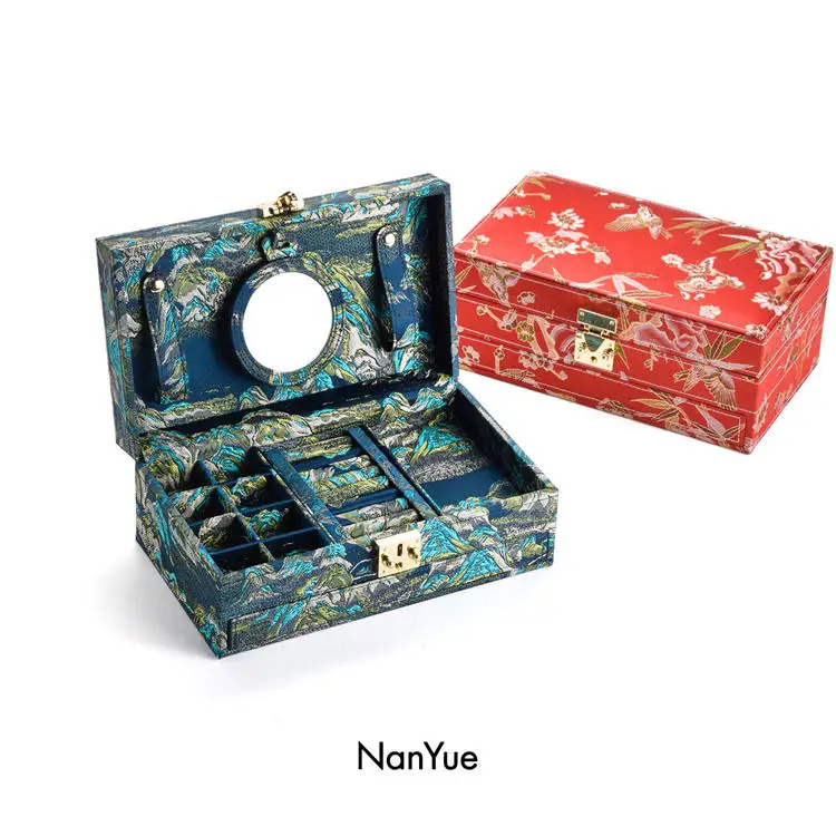 Wholesale Jewelry Organizer Box Bulk Custom Printing Necklace Ring Earring Pendant Packaging Jewelry Storage Case With Mirror