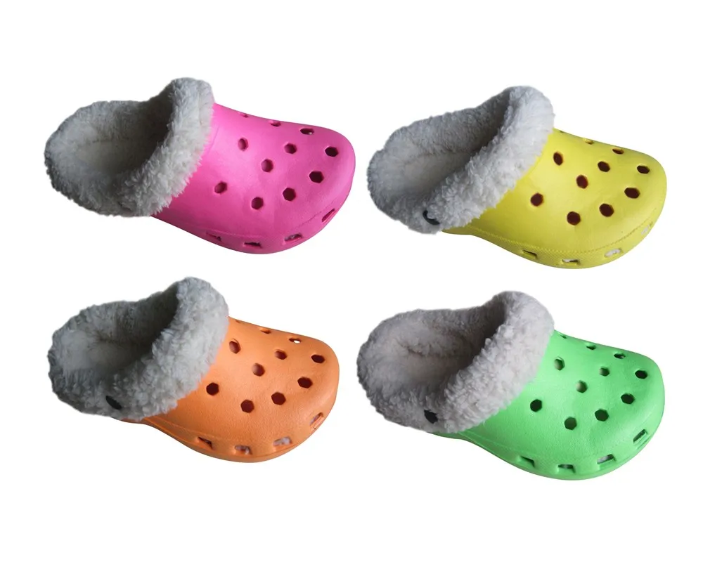 Outdoor Warm Comfortable Flat Fur Winter Eva Kids Clog Sandals