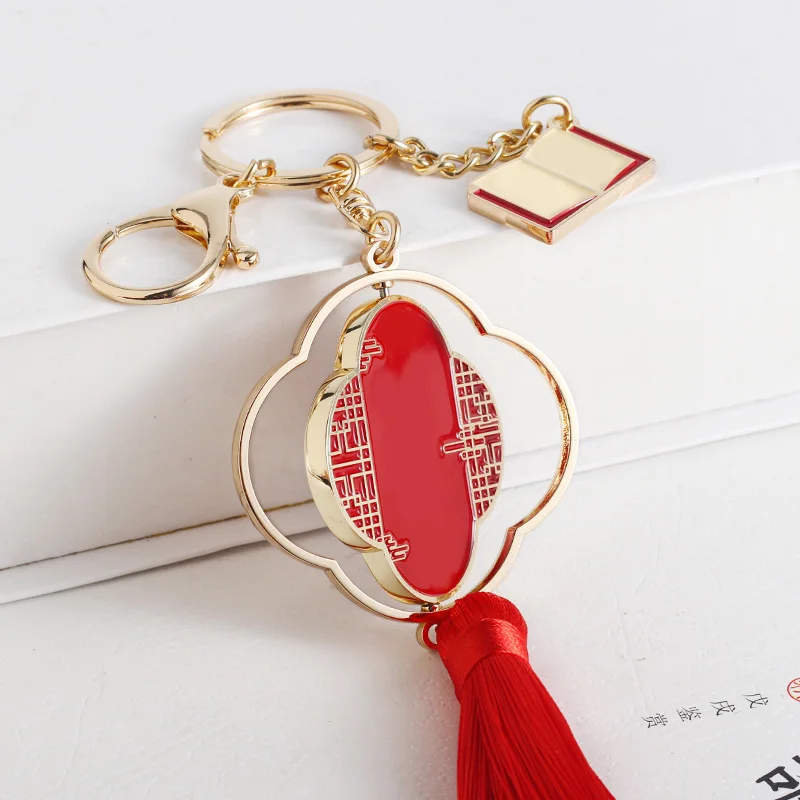 Custom Zinc alloy  Original design fringe pendant Kawaii Cartoon tassel the festive mood key chain