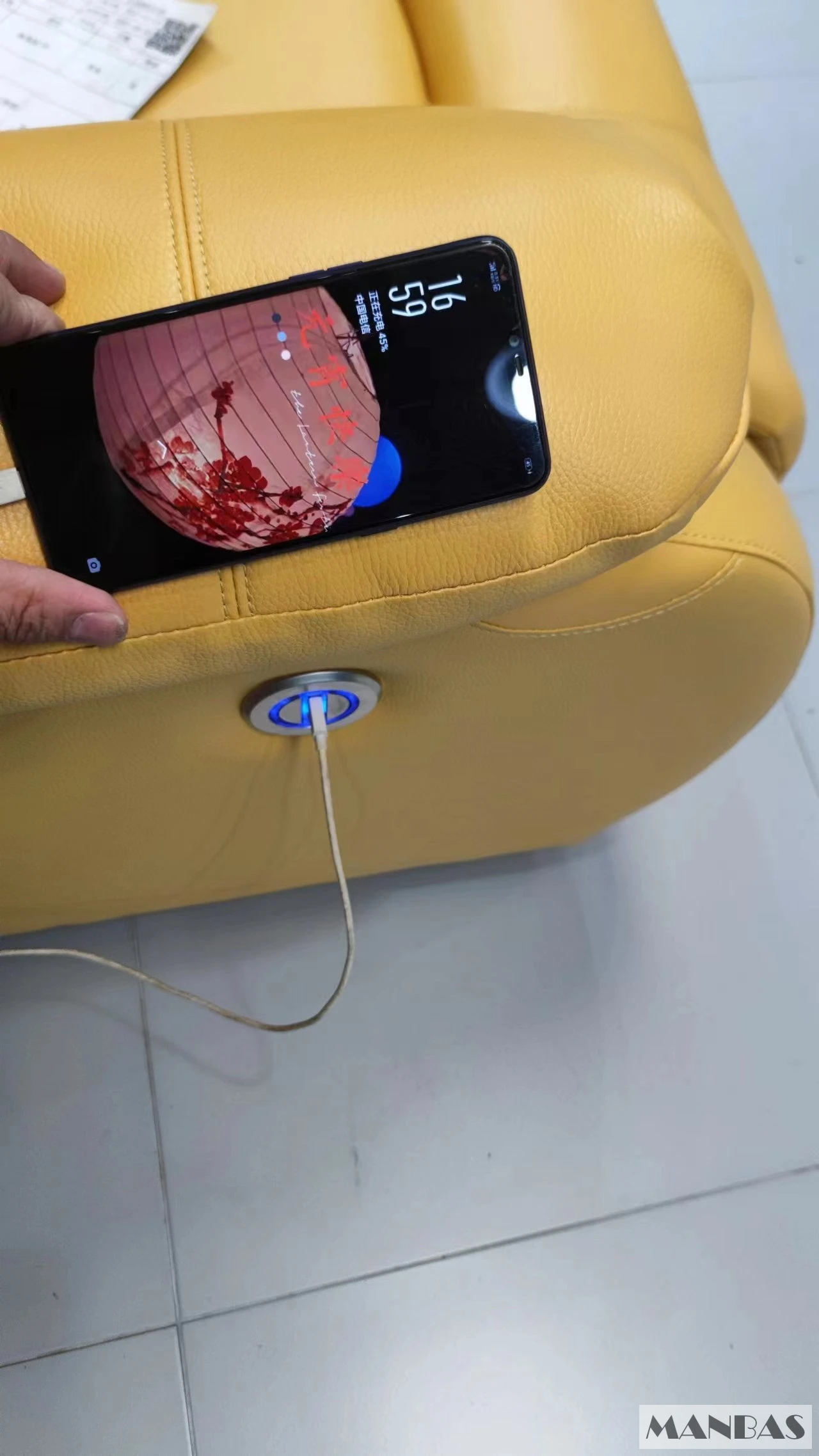 MANBAS 4 Electric Reclining Armchair Genuine Leather Recliner Chair with Power Function Living Room Chair Home Theater Furniture