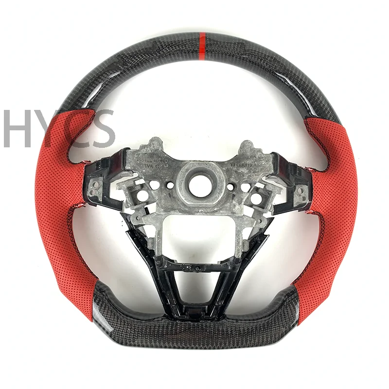 for Honda Accord 2018 2019 2020 2021 2022 10th Generation Carbon Fiber Steering Wheel Red Perforated Leather