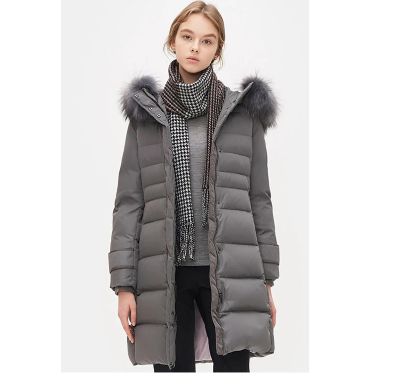 China supplier women down feather filling jacket light long winter coat