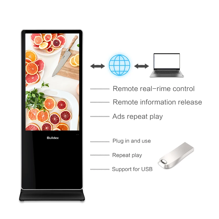Bulldex 65 Inch Indoor Outdoor Floor Stand Touch Screen Display Advertising Totem LCD Digital Signage