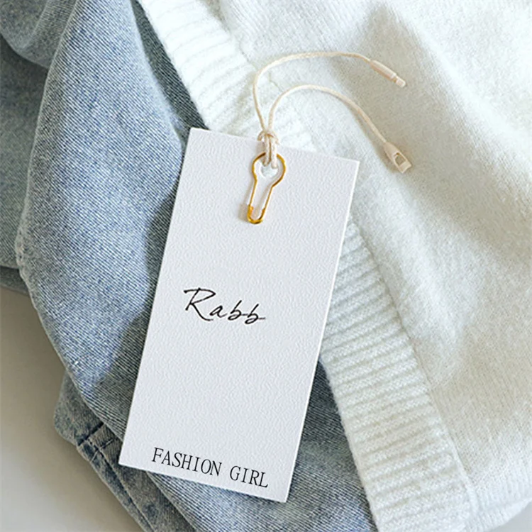 Custom Luxury Garment Swing Tags Clothes Label Print Name Logo Plastic Hang Tag With String Paper Hangtags For Clothing Own Logo