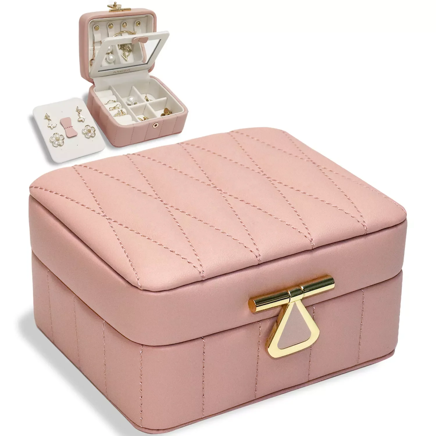 2022 Fast Delivery Low MOQ Leather Velvet Mini Organizer Boxes Customized Logo Jewelry Packaging Boxes Travel Storage Box Case