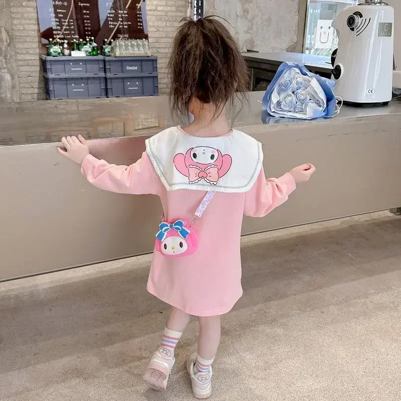 Girly Heart Kawaii Sanrios Kuromi Anime Long Sleeve Dress Cute Cartoon My Melody Princess Hooded Skirt Clothing Gifts for Girls