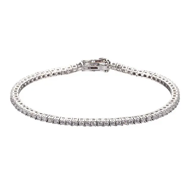 Women Bracelet 18K White Gold Plated 2.0 Round Cubic Zirconia Classic Tennis Bracelet