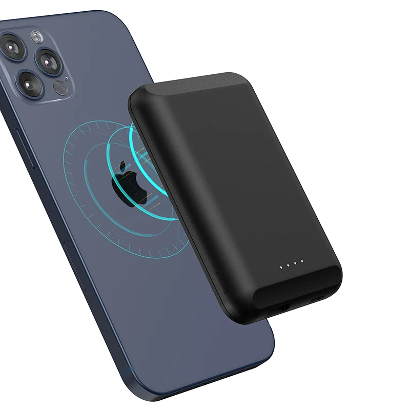 
5000 mAh Magnetic Charger Power Bank Wallet Wireless Charger Magnet Phone Holder Powerbank for iPhone 12 