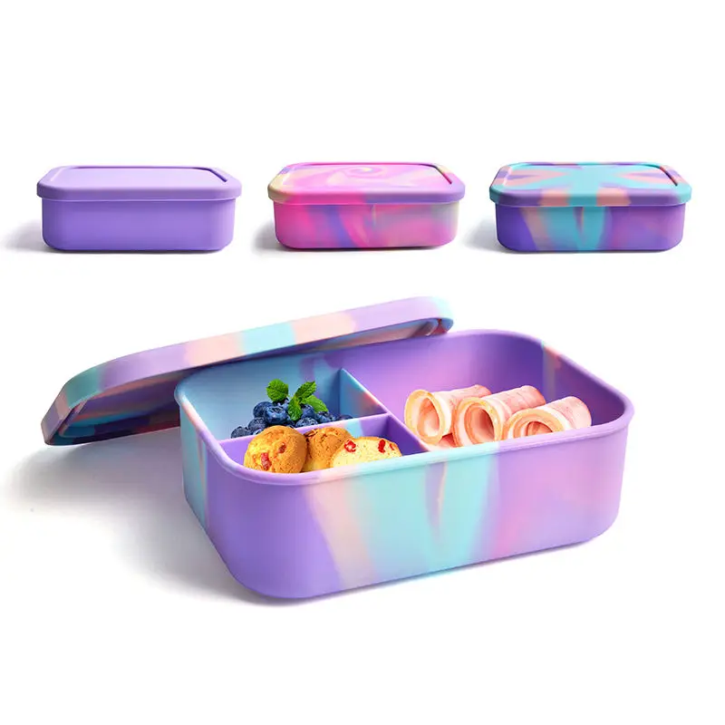 Portable Custom Leakproof Small Eco Portable Microwave Tie Dye Korean Toddler Kids Cute Lunch Box Set For Girls