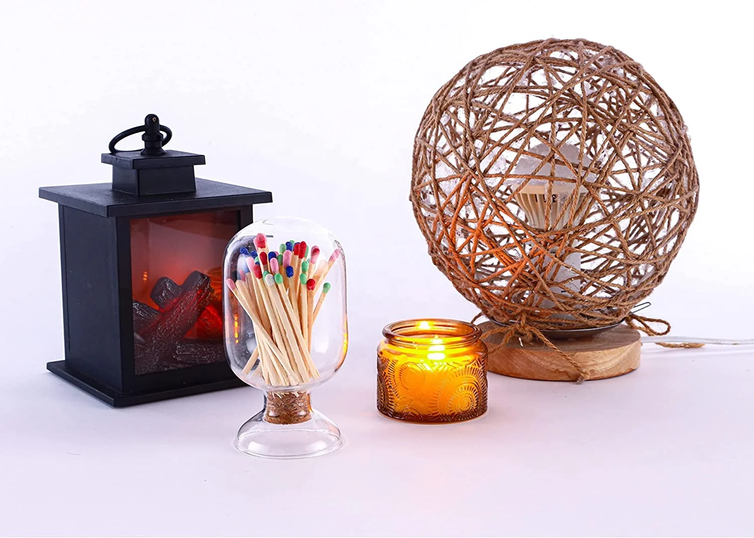 Hanukkah Mini Judaica Glass Match Cloche Bottle Matches in Glass Jar Color Match Holder For Jewish