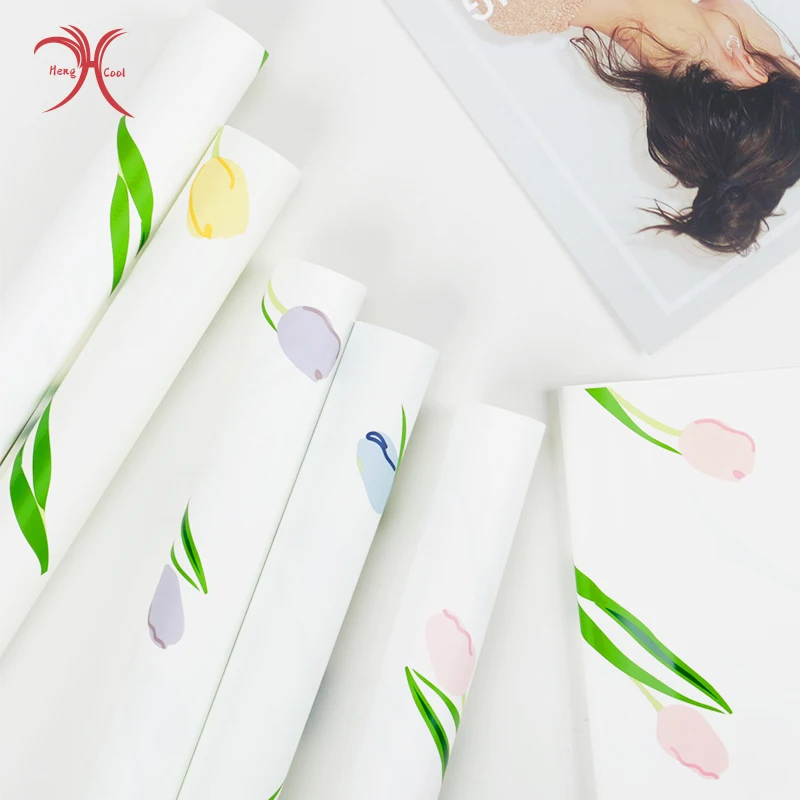 Spring Design Tulip flower Wrapping Paper 2023 New Fashion Bouquet Flower Wrapping waterproof for gift package