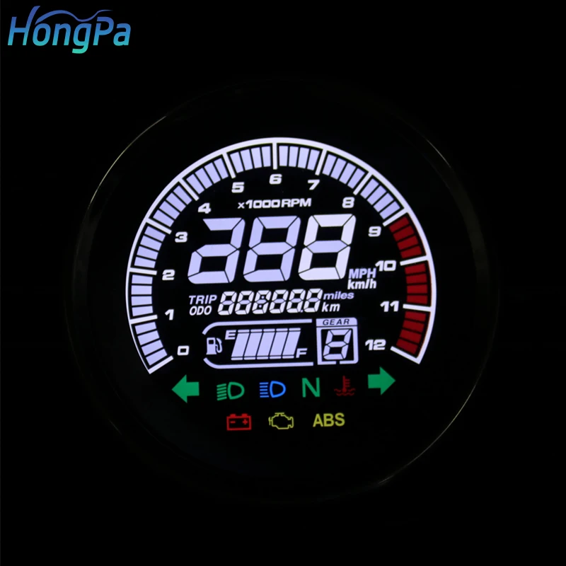 Multifunction Motorcycle LCD Digital Odometer Universal Instrument LED Speedometer Tachometer