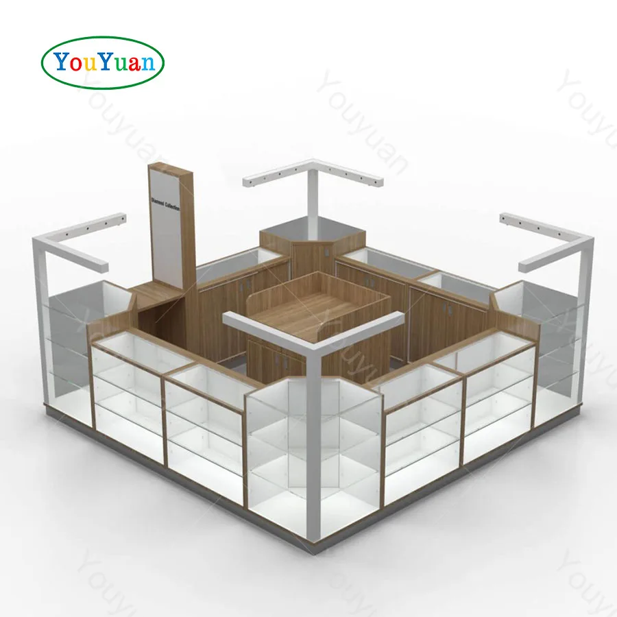 The jewellery display showcase with led light portable cabinet curved modern jewelry kiosk for sale