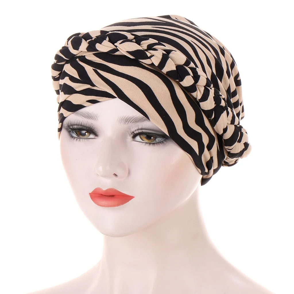 Sunflower Check print Muslim new European and American braid head scarf women multi-color printing Indian turban Hat