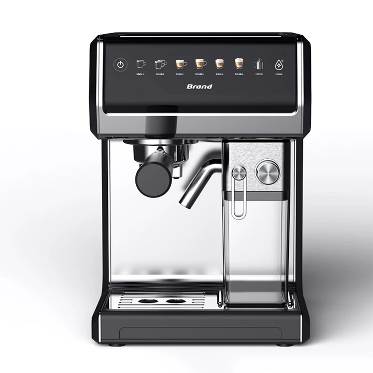 Stainless Steel Electric Espresso Coffee Machine with 500ML Milk Tank and Digital Touch Screen for Household and Hotel Use