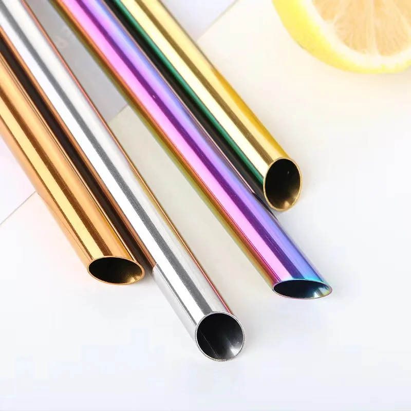 Factory Wholesale Reusable Straw 18/10 Stainless Steel Metal Bubble Tea Straw Colored Straw