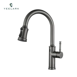 Commercial Automatic Brushed Graphite Finished Pull Down 304 Stainless Steel Touchless Smart Sensor Kitchen Sink Faucet Tap