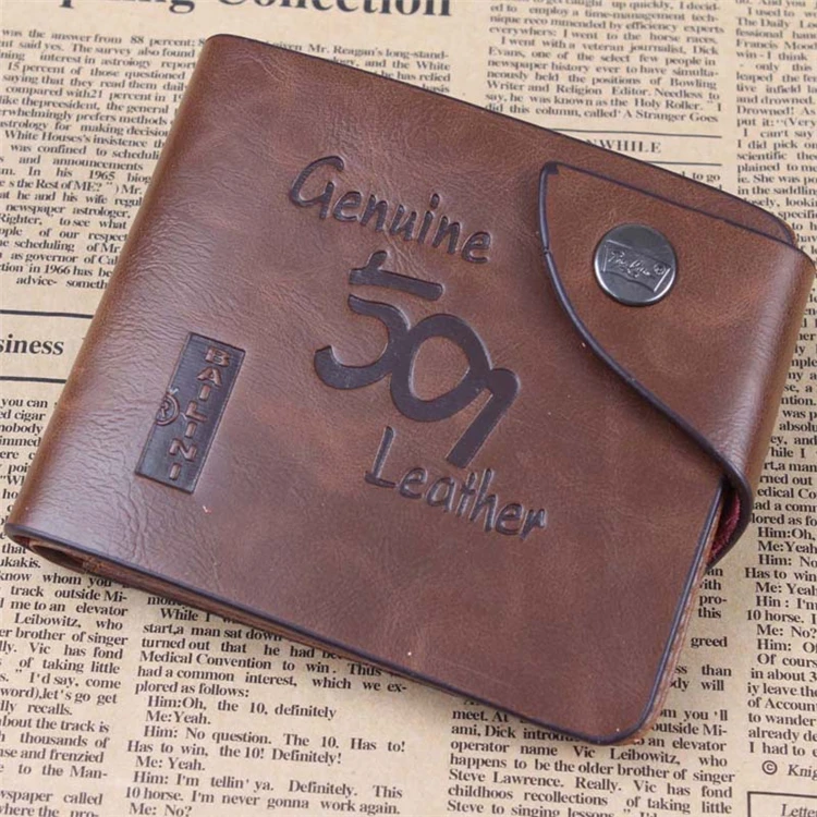 wholesale oem money luxury handmade wax brown leather wallet mens