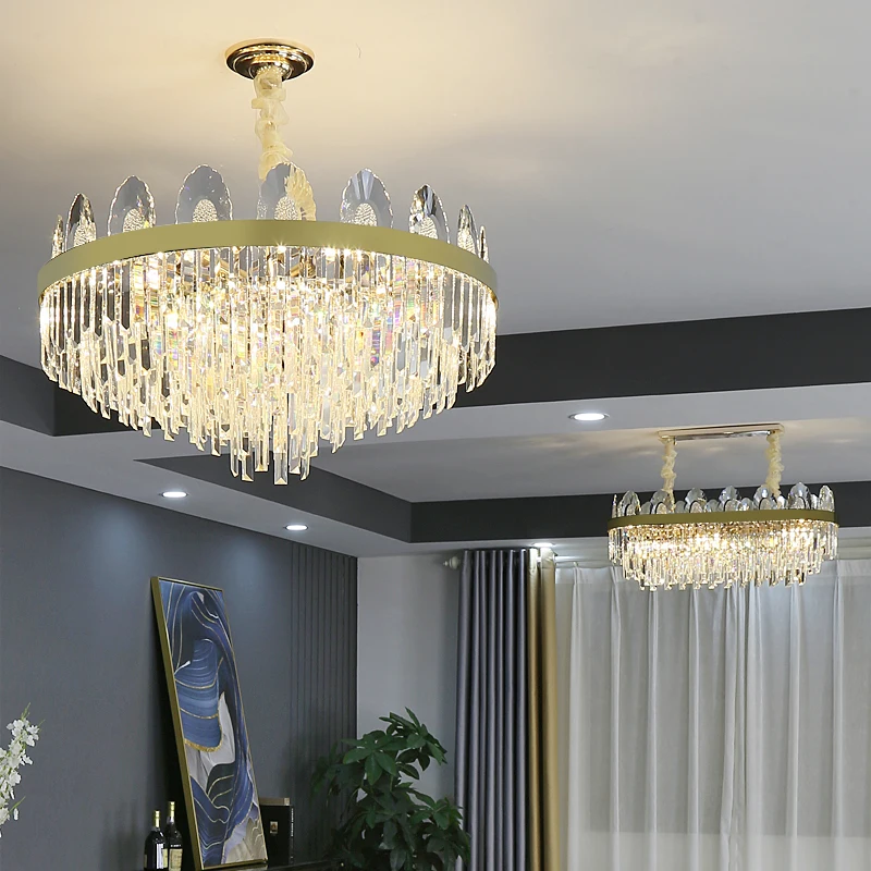 China Manufacturer Golden Customized Hotel Restaurant 6*40w Indoor Luxury Crystal Pendant Light Led Chandelier