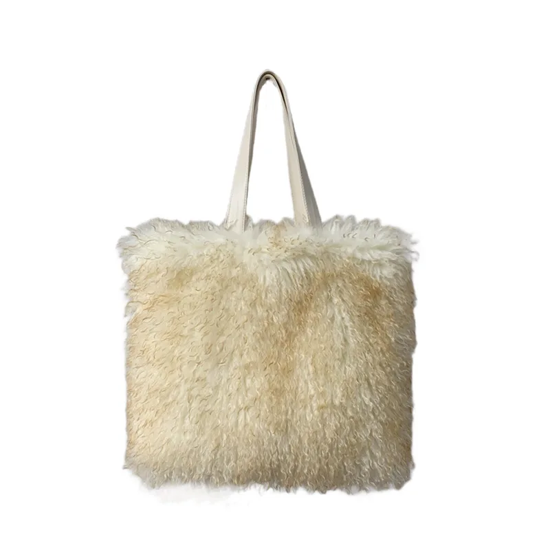 High Quality Women fashion Fox Fur Bag Purse luxury Winter Warm Cute Plush Fur handbag for ladies