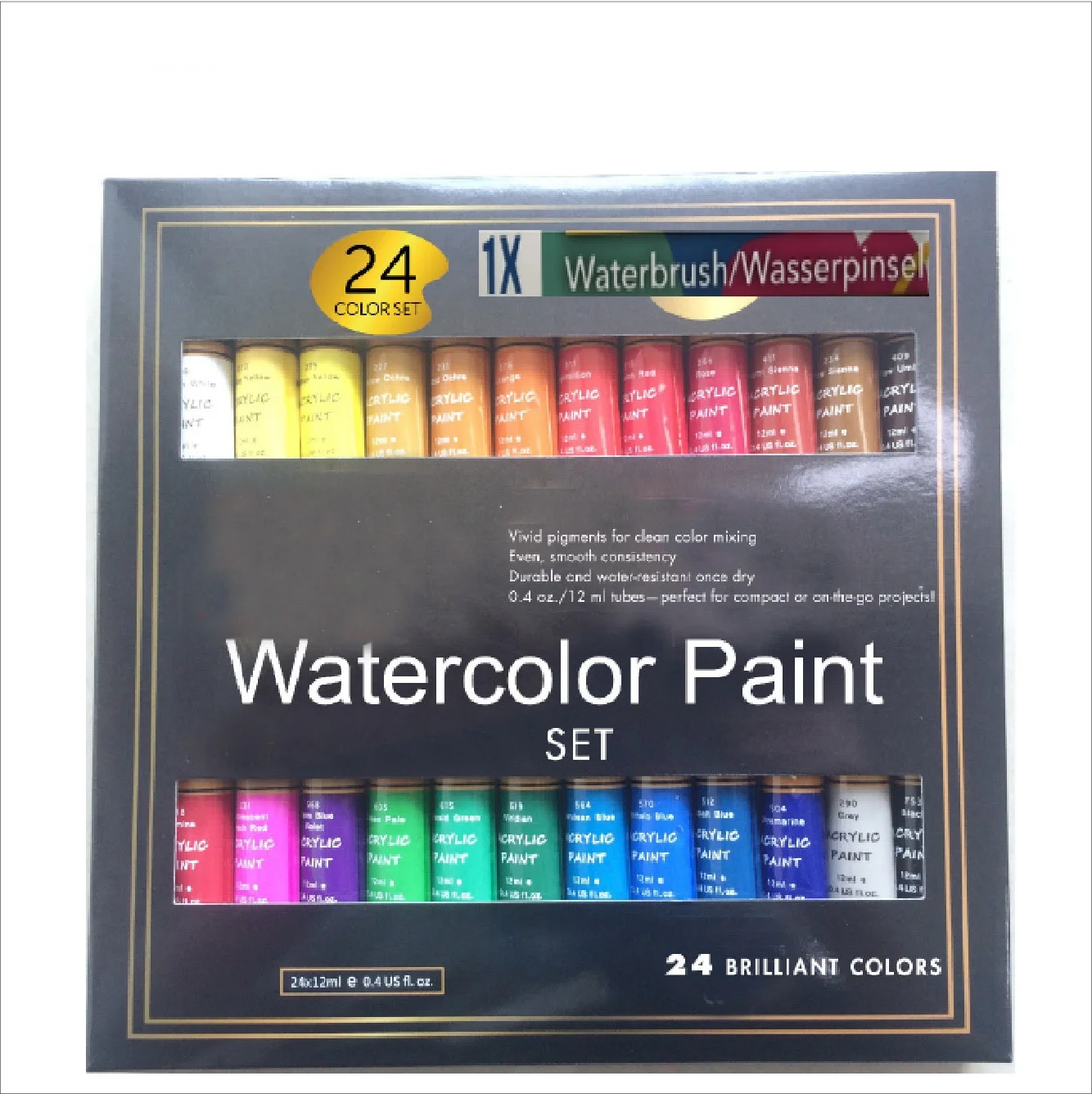 24pcs 12ml Watercolor Paint with Artist Brush