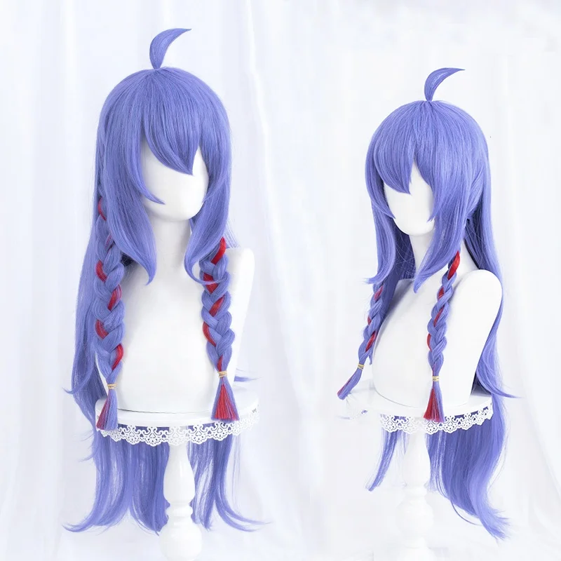 80cm Long Blue Mixed Kindred Eternal Hunters Wig League of Legends LOL Spirit Blossm Anime Wig Synthetic Cosplay Wigs CS-119Q