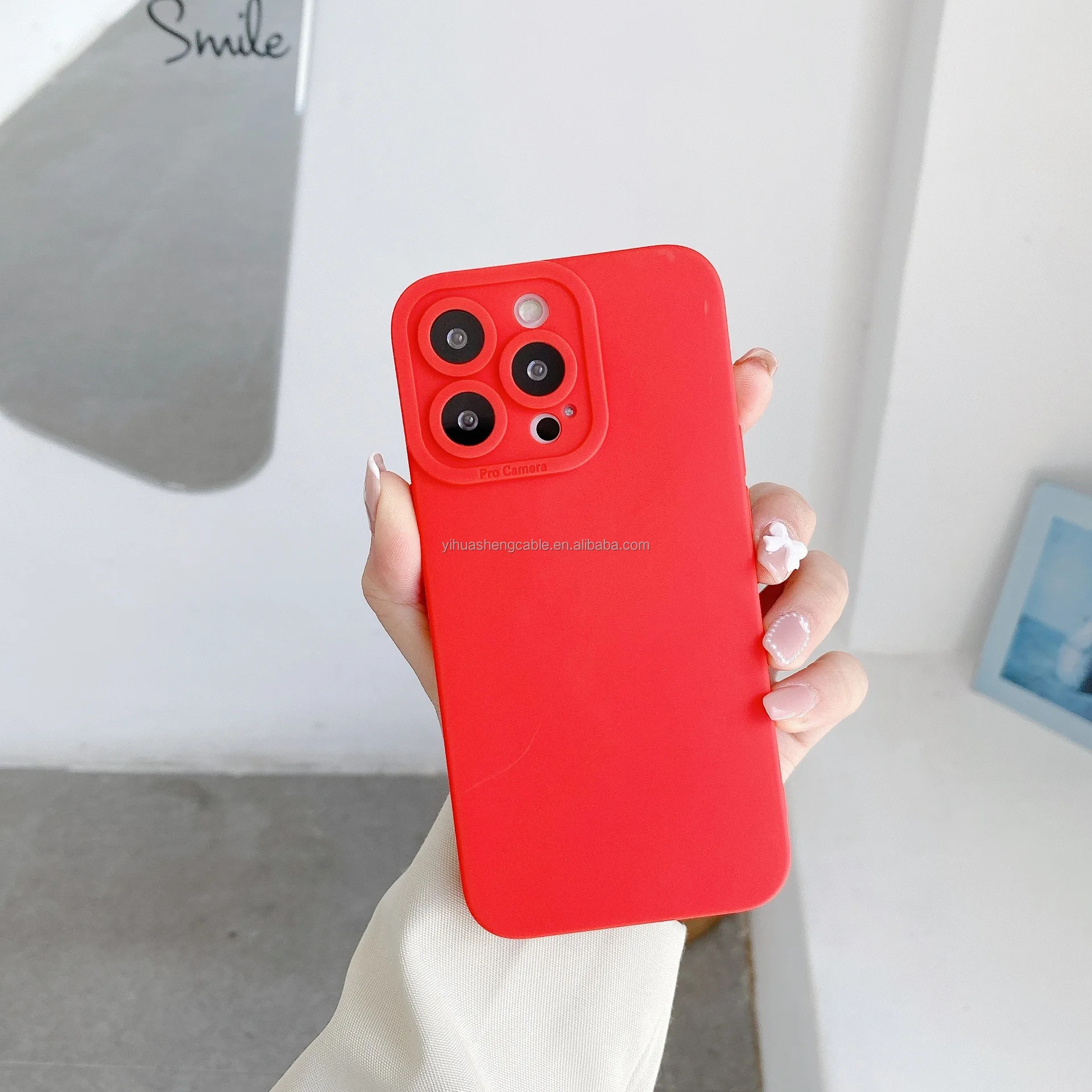 Straight edge angel eye fine hole mobile phone case protective cover frosted silicone TPU solid color soft case