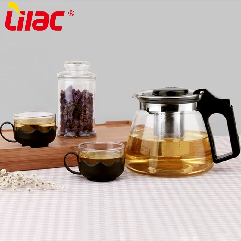 Lilac BSCI SGS LFGB 900ml 1100ml 1500ml glass teapot tea brewing set tea dispenser barrel fitting moroccan tea infus teapot