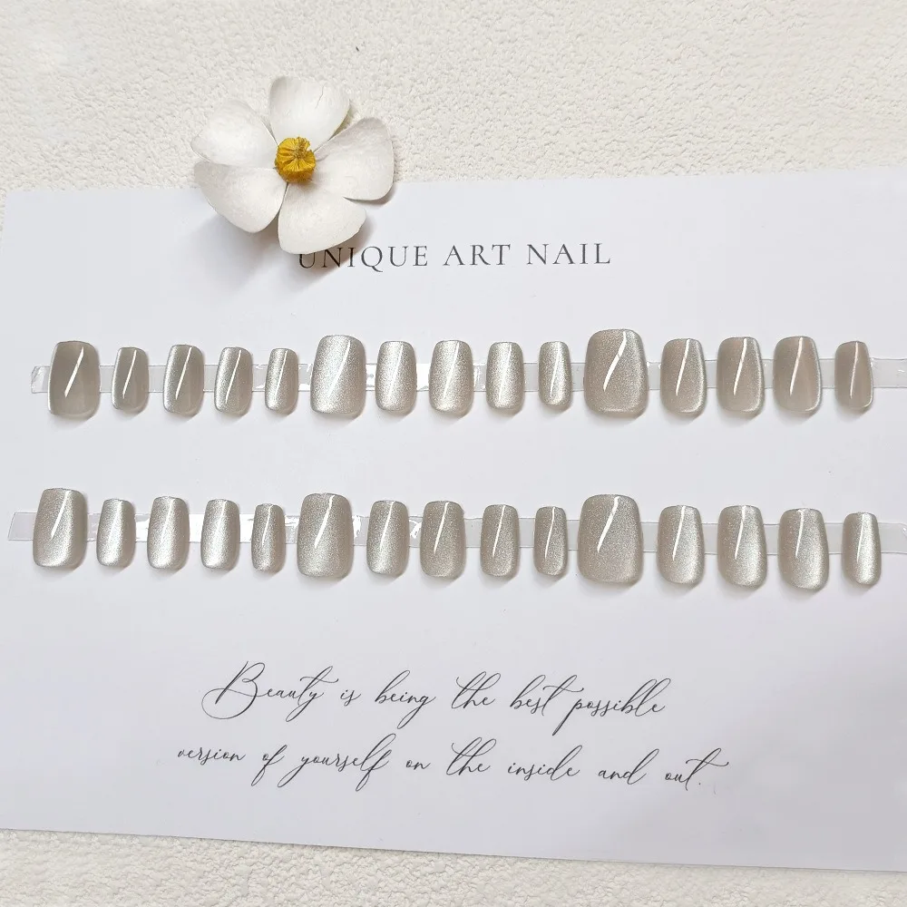 Cat Eyes Press On Nails Tips Full Cover Private Label False Wear Artificial Fingernails