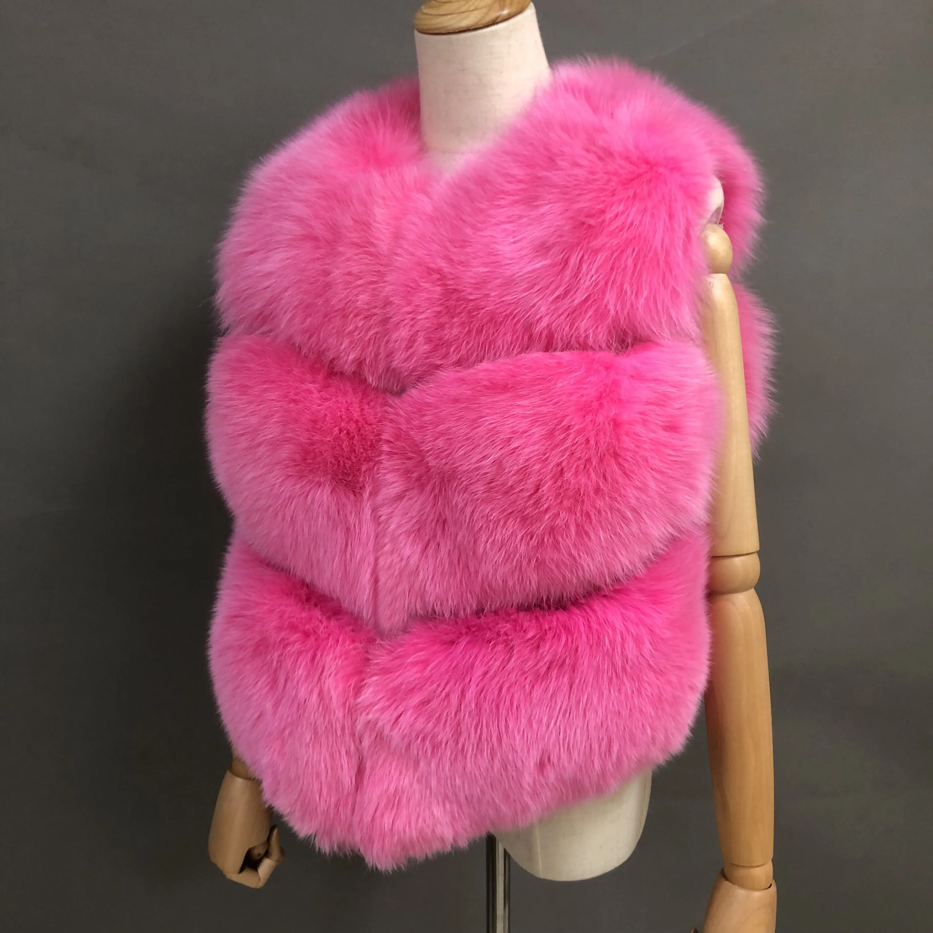 Factory Wholesale Cheaper Real Fox Fur Vest Women Sleeveless Fur Jacket Furry Coat Winter Fox Gilet Lady