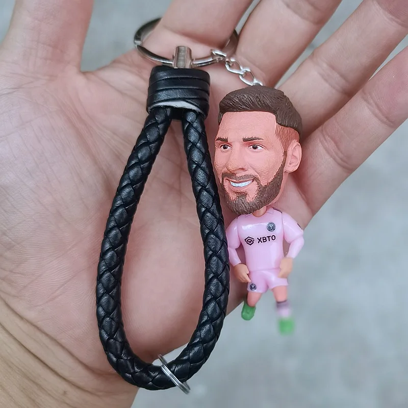 Factory Wholesale Hot doll key chains Miami Messi Riyadh C-Rhonal Mbappe 3D soccer star key chains