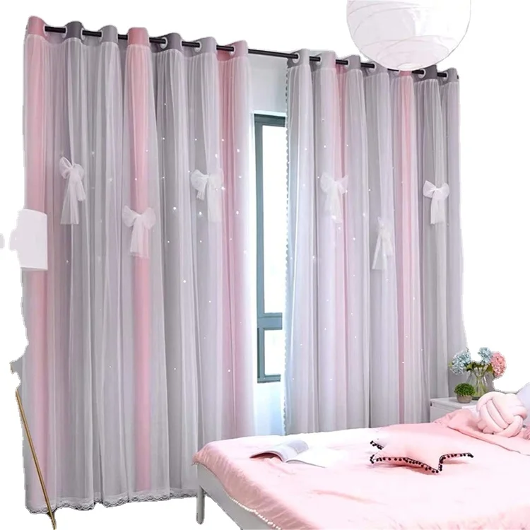 Amazon hot sale Luxury European Slub Printed Ready Made Curtain for bedroom tende