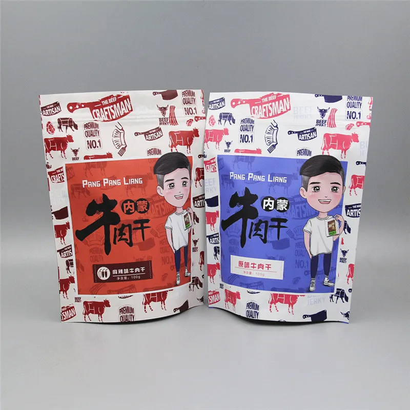Wholesale Beef Jerky Small Packs Custom Ziplock Beef Jerky Packaging Bag With Logo