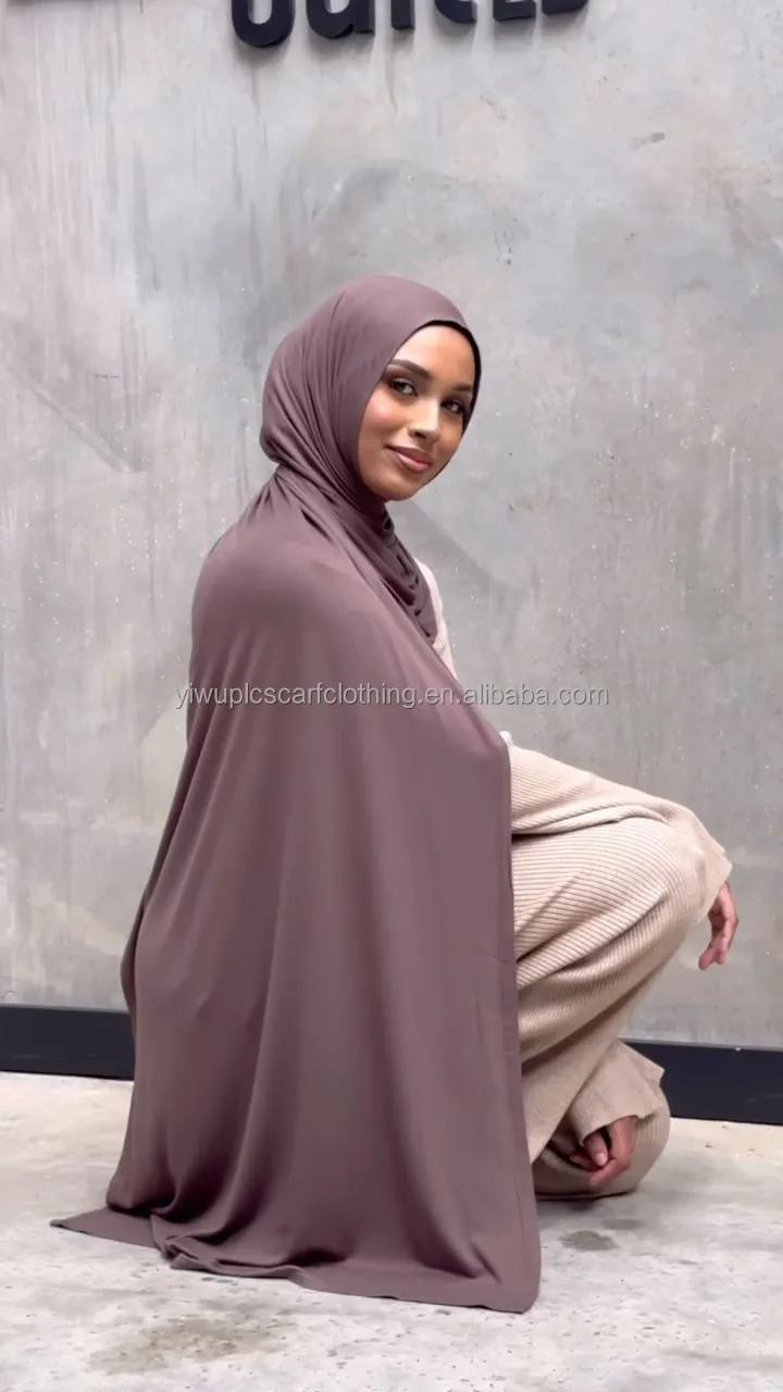 Lightweight Double Stitches Trim Viscose Rayon Shawl Fashion Modal Hijab for Muslim Women Ethnic Bandanas
