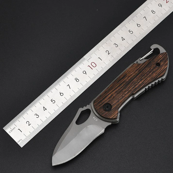 Outdoor Wood Handle Pocket Knife Camping Hunting Multi-functional Survival Folding Knife