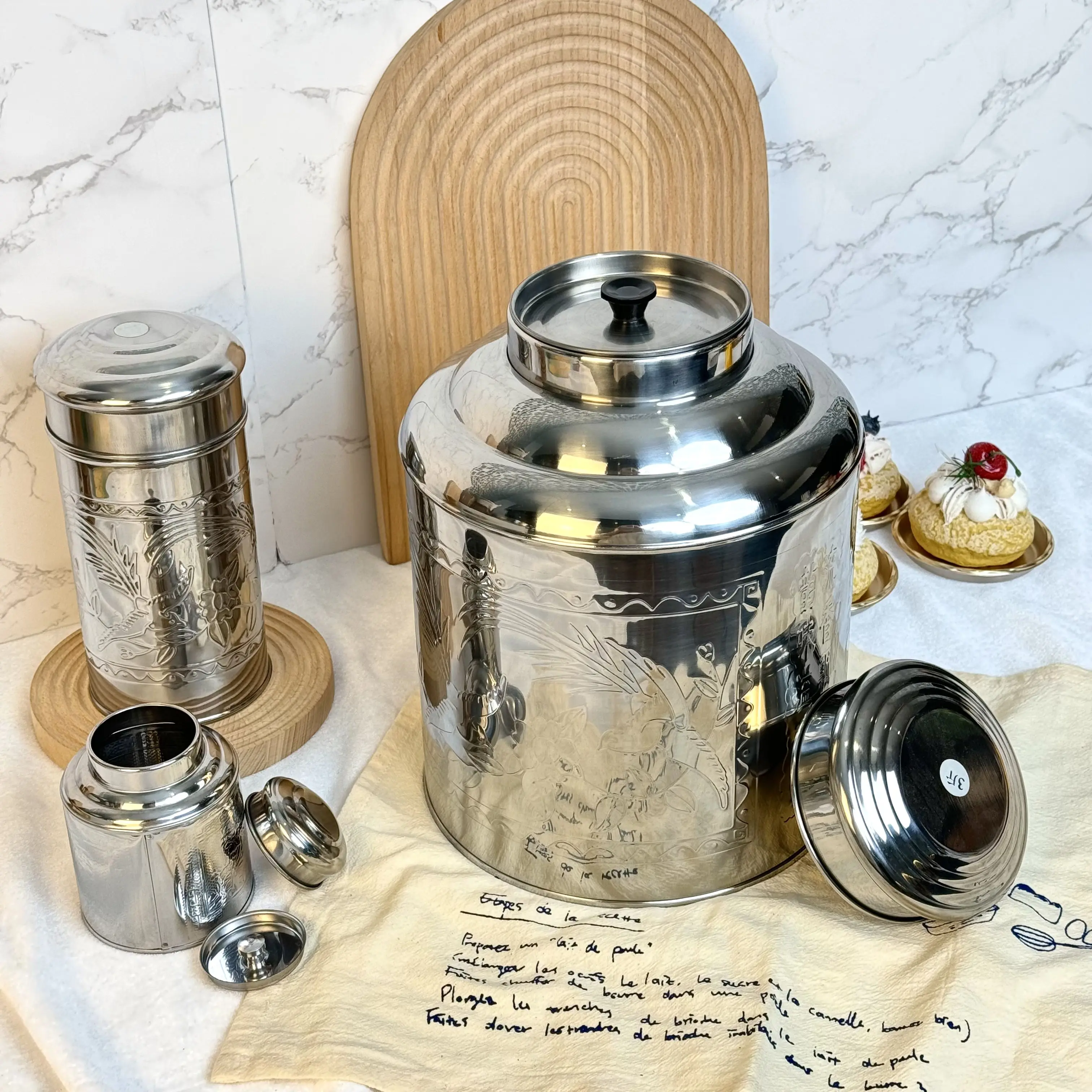 Airtight Metal Coffee Tin Can Packaging Tea Tins for Loose Tea 50 Grams Stainless Steel Tea Canister