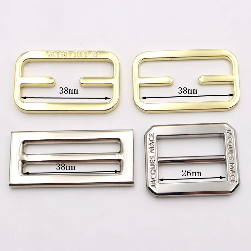 gold polish 38mm zinc alloy flat wire metal slider buckle ring metal buckle ring adjuster for bag strap