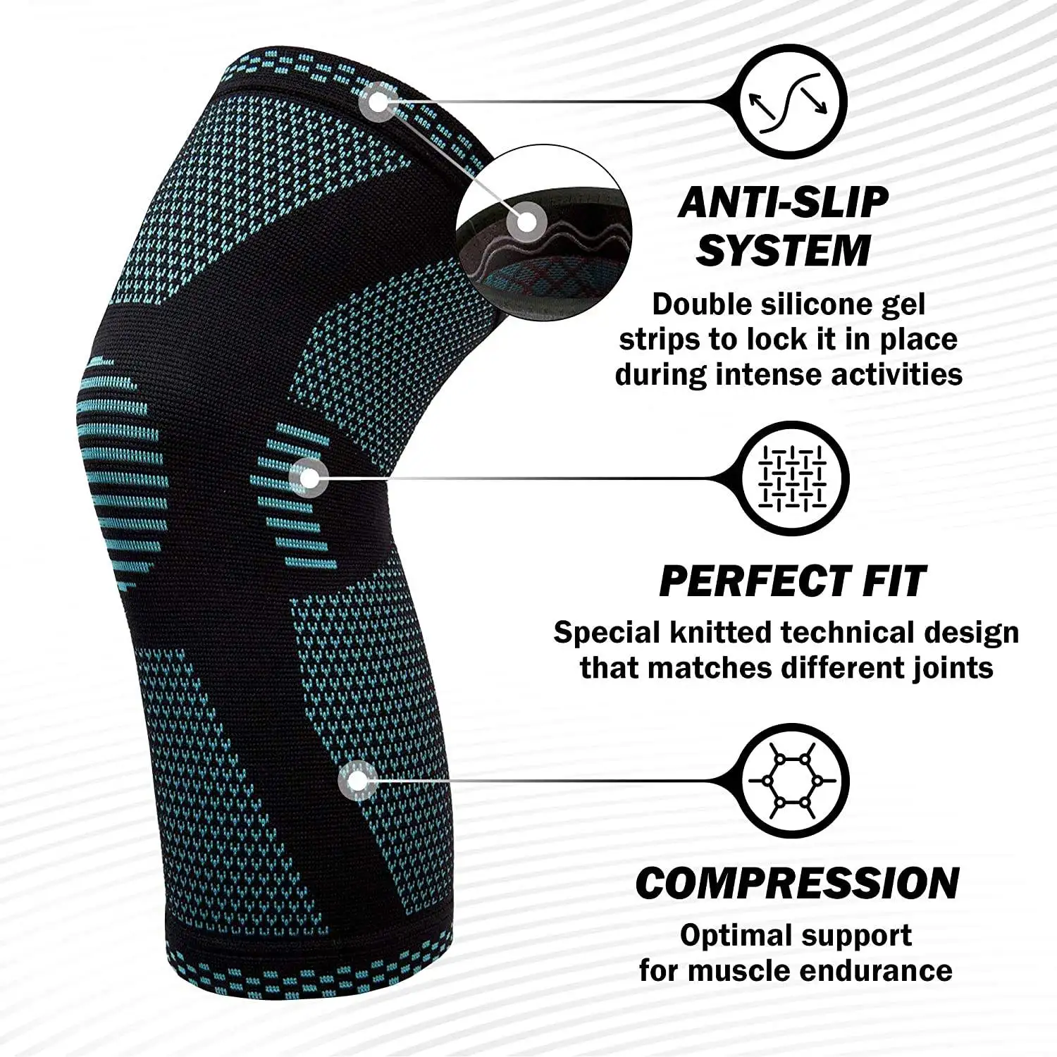Kangda 3D nylon elastic knitting compression knee brace support