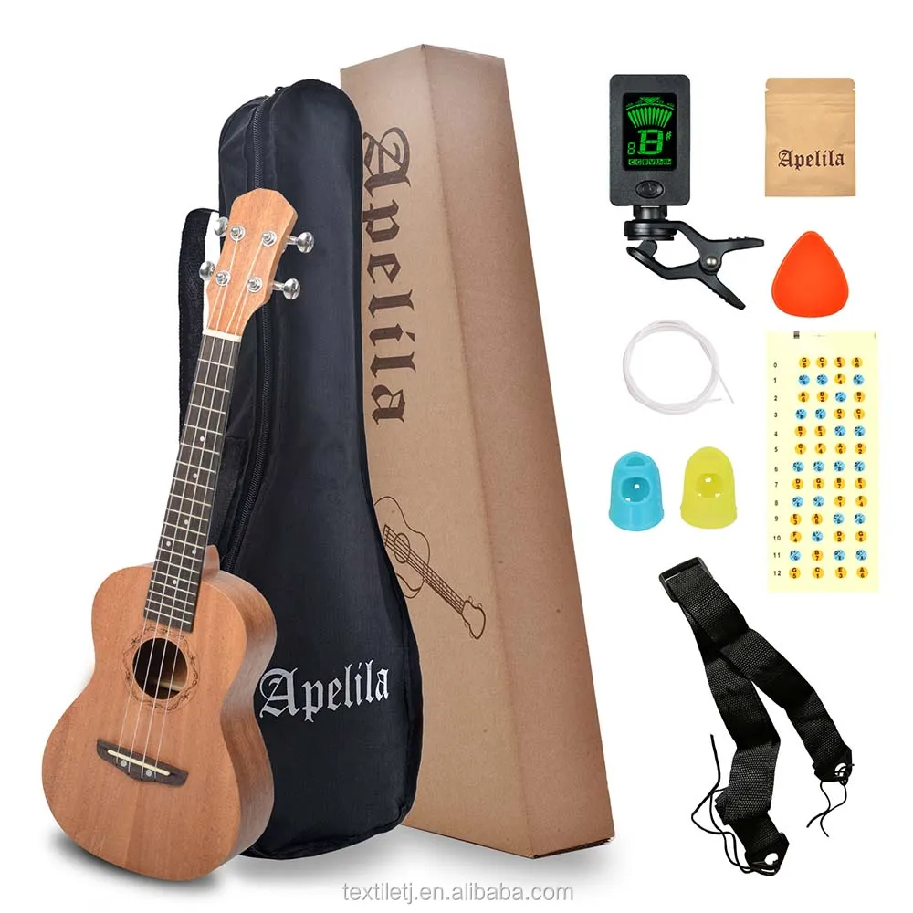 23 inch Concert Ukulele Mahogany - Hawaii Guitar Mini Guitar Musical Instrument with Gig Bag,Strap,Nylon String,Tuner,Picks,Note